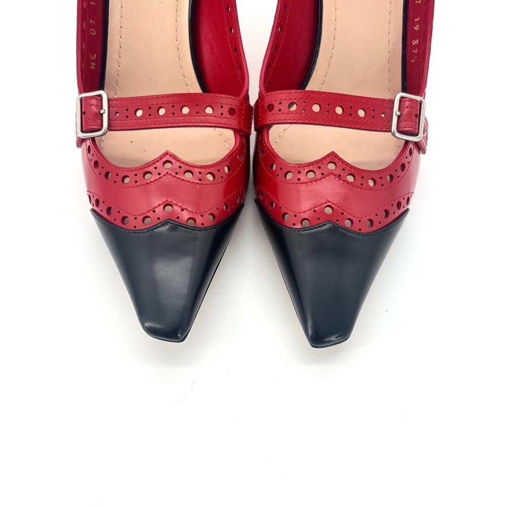 Christian Dior Spectadior Buckle Brogue Maryjane Cap Toe Pointed Toe Pumps 37.5 - Picture 6 of 9